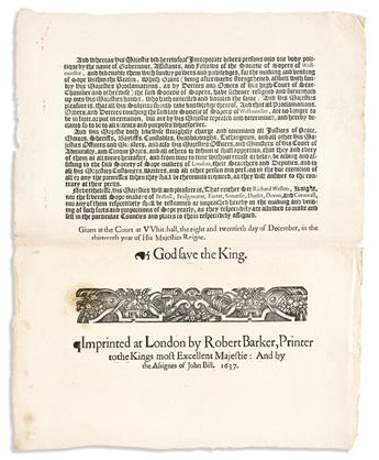 England, Royal Proclamations, Charles I (1625-1649) By the King, a Proclamation Touching the Corporation of Sope-Makers of London.